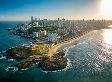 aerial view of tip of salvador city brazil