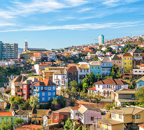 Image showing the neighbourhoods in Valparaiso with colourful buildings