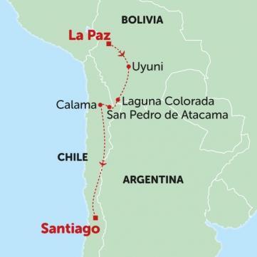 Image of map showing Tucan Travel's Buenos Aires to Rio Express small group tour