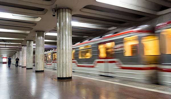 Travelling by the underground metro in Georgia