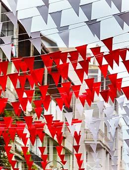 bunting decorations in batumi for batumoba festival in georgia