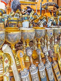 market stall selling georgian authentic traditional crafts and tools