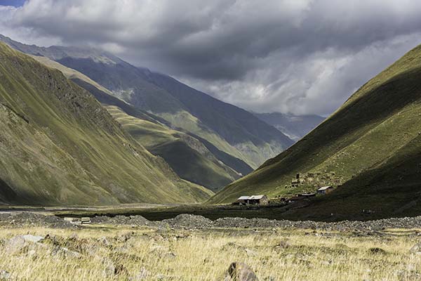 green valleys and hills of Tbilisi National Park in Georgia