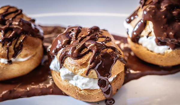 bolla and bolludagur pastries with cream and chocolate in iceland