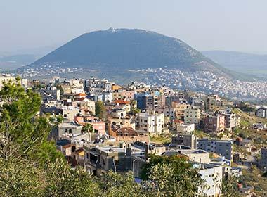 view of mount tabor and villages in nazareth israel