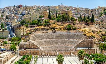 roman amphitheatre ruins in amman jordan