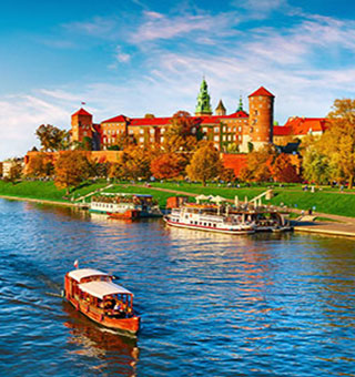 view of Malbork Castle in Poland in Summer