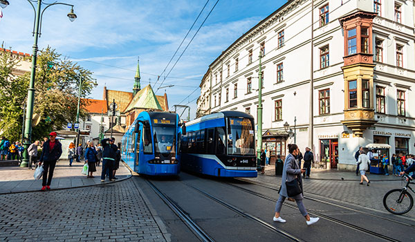 travelling by Tram in Poland