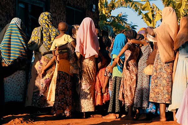 group of african women at the mwaka kogwa festival in tanzania