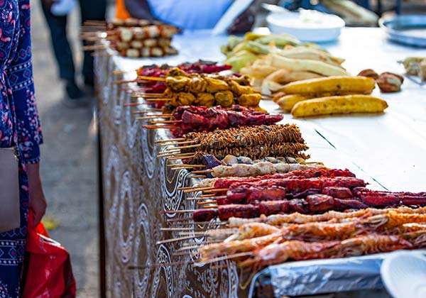 street food skewers in Tanzania