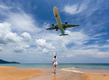 For lesser crowds and some unique photos of planes flying in visit Mai Khoa Beach in Phuket, located near the airport and one of the most undeveloped in the island