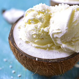 coconut ice cream is a refreshing and delicious dessert in Thailand