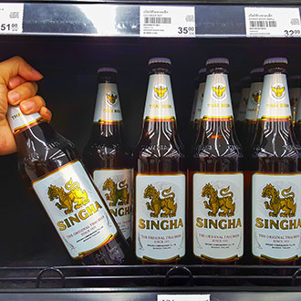 Singha beer is one of the most popular in Thailand