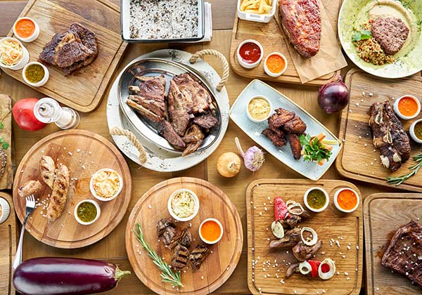 table spread of traditional food and drink in argentina