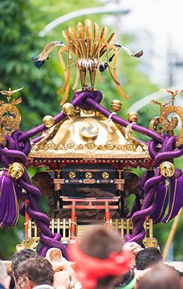 parade for tenjin matsuri in japan