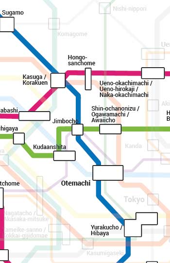 Toei subway metro lines in tokyo filtered to make easier to read for navigating around tokyo subway system