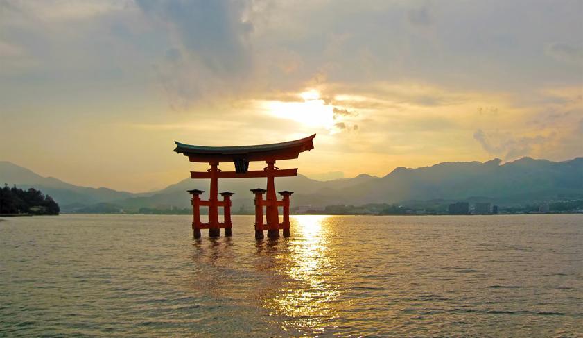 The floating torii gate near Hiroshima, Japan