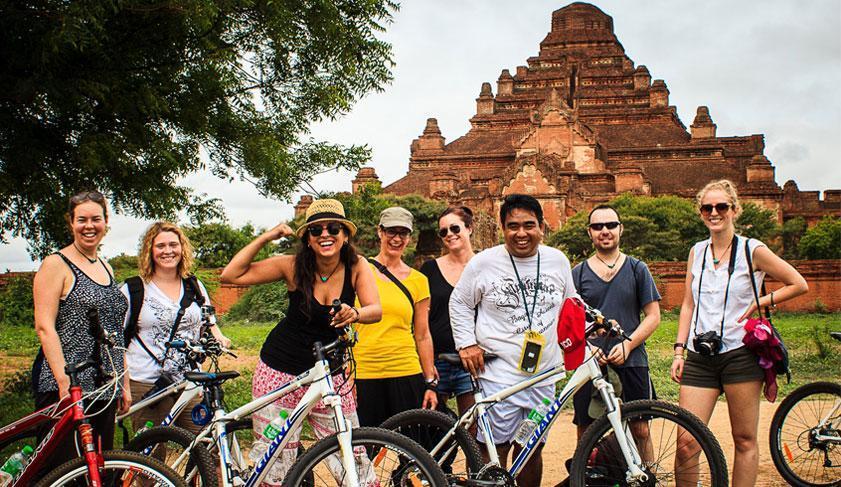 Exploring Bagans many temples by bike, Myanmar