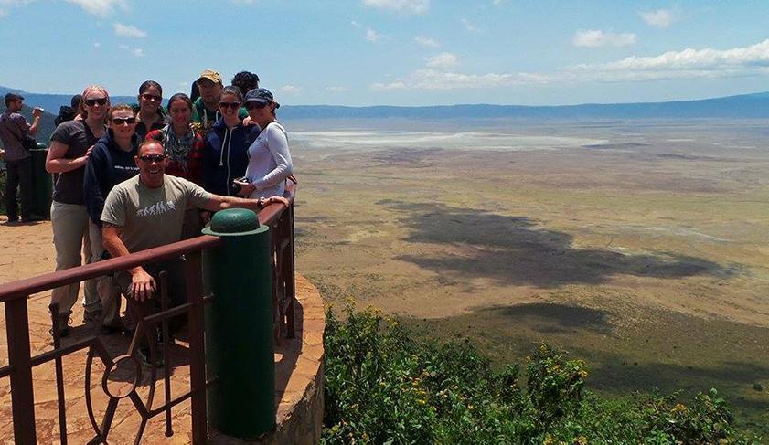 At the rim of the 10-12 mile wide Ngorongoro Crater, Tanzania