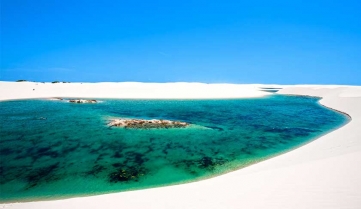 A blue lagoon in Lencois Maranhenses National Park